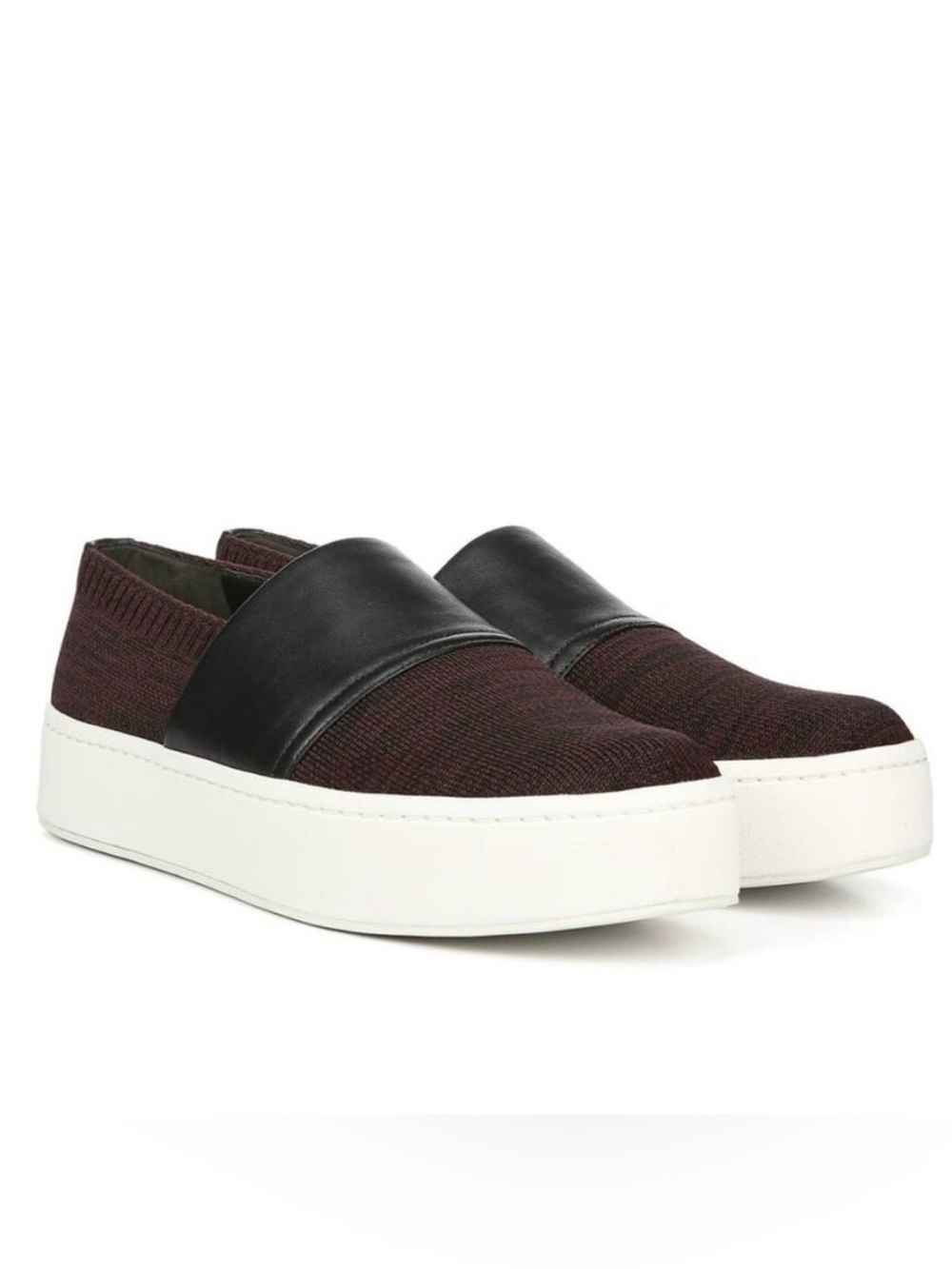 Vince Warren Knit Leather Platform Slip On Sneakers Sz 6.5 Orig $225